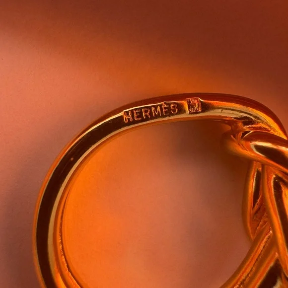 Hermès Gold Enchaînée Scarf Ring with Box and bag Chaîne d’Ancre scarf ring - Picture 5 of 14